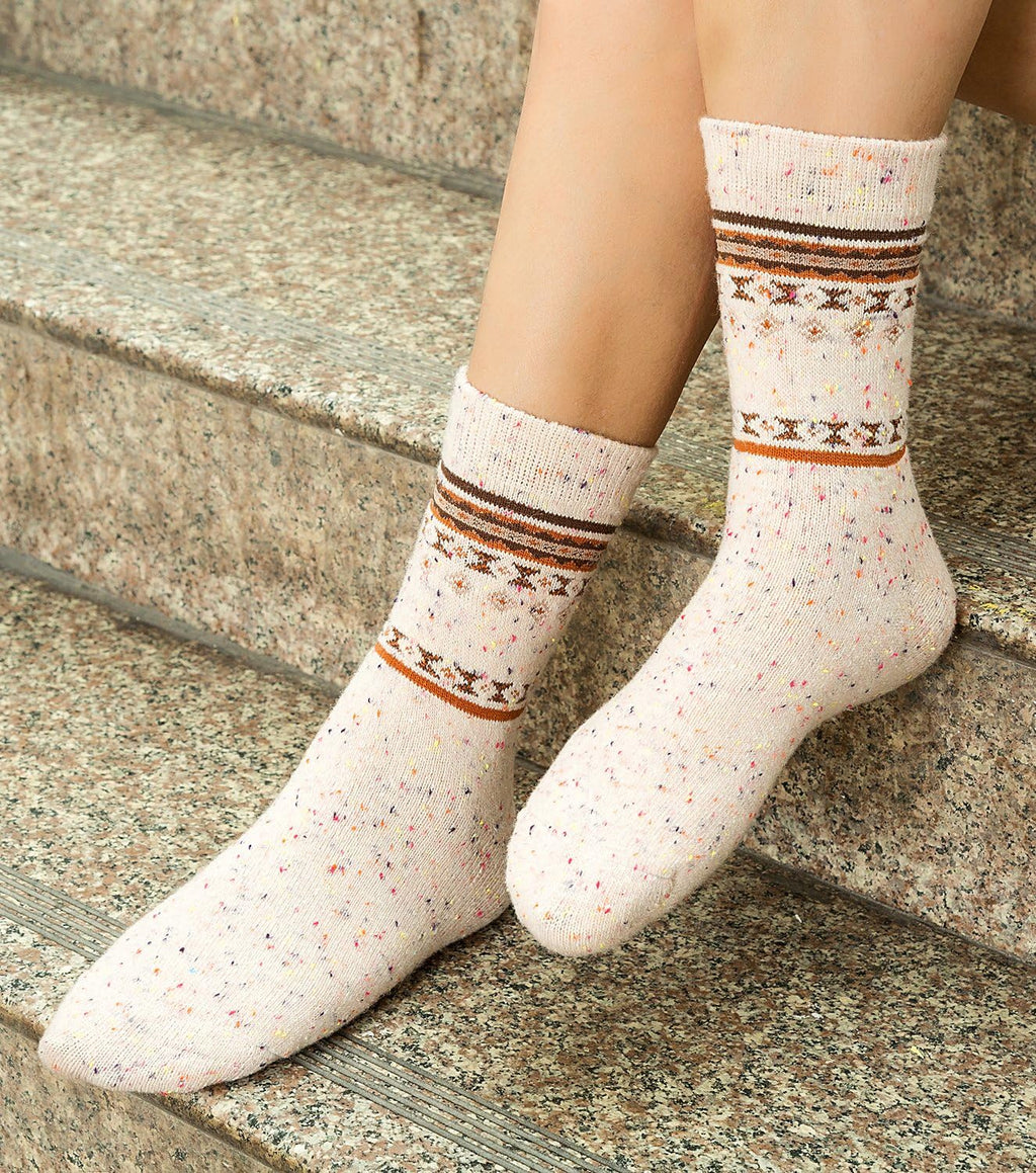 6 Pairs of Wool Socks, Thick Knit, Warm Wool, Cozy Crew Winter Socks 